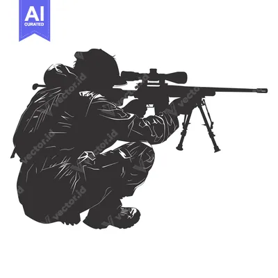 Premium design asset: Silhouette of a Soldier Aiming a Sniper Rifle
