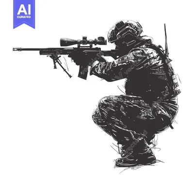 Popular premium asset: A soldier in camouflage gear aiming a sniper rifle