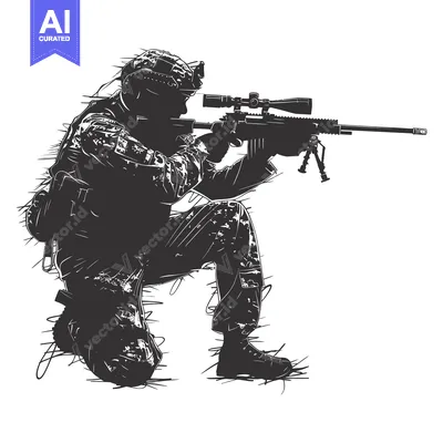 Aset premium populer: A Silhouette of a Soldier Aiming a Sniper Rifle