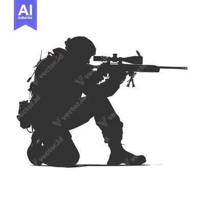 Popular premium asset: Silhouette of a Soldier Kneeling with a Sniper Rifle