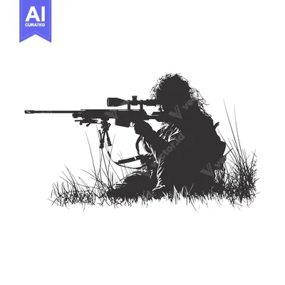 A Sniper Aiming With A Rifle In The Grass