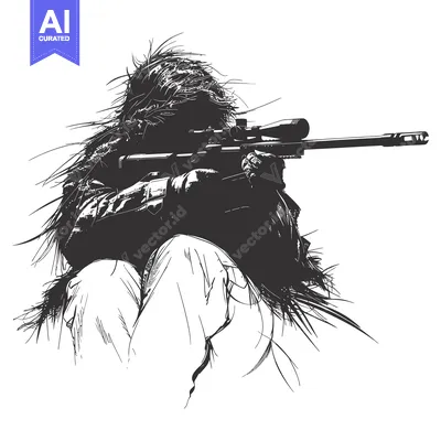 Camouflaged Sniper Aiming Rifle with Scope