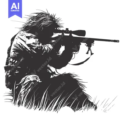 A Camouflaged Sniper Holding a Rifle and Aiming