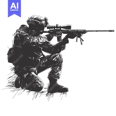 A Soldier Kneeling with a Rifle Aimed