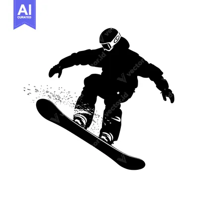 Silhouette of a snowboarder mid-air during a jump