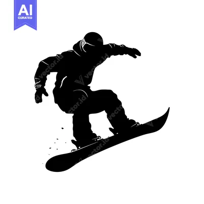 Silhouette of a Snowboarder Performing a Trick in Mid-Air
