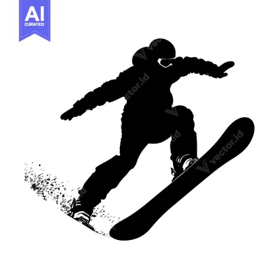 Popular premium asset: Silhouette of a snowboarder in mid-air, performing a trick