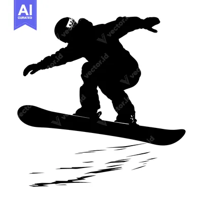 Aset premium populer: Silhouette of a Snowboarder in Mid-Air, Completing a Trick