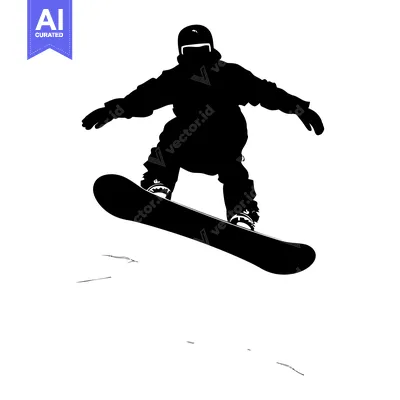Premium design asset: Silhouette of a Snowboarder Performing an Aerial Trick
