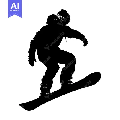 Aset premium populer: Silhouette of a Snowboarder in mid-air, performing a trick.