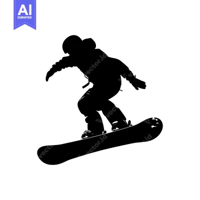 Aset desain premium: Silhouette of a snowboarder mid-air performing a trick