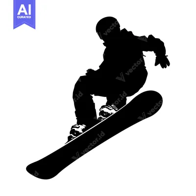 Aset premium populer: Silhouette of a Snowboarder mid-air during a jump