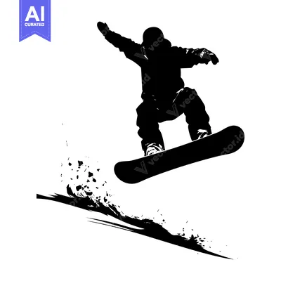 Popular premium asset: Silhouette of a snowboarder mid-air during a jump
