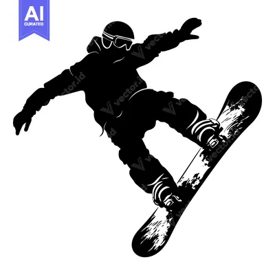 Aset premium populer: Silhouette of a Snowboarder in Mid-Air Performing a Trick