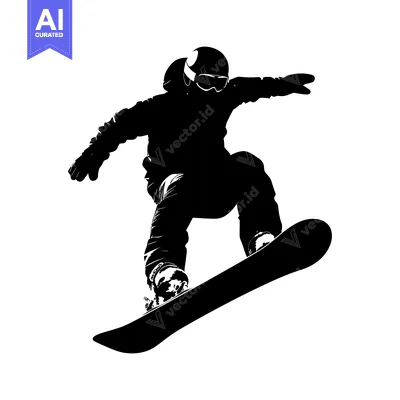 Premium design asset: Silhouette of a Snowboarder Mid-Air During a Jump