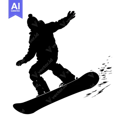 Premium design asset: Silhouette of a Snowboarder Performing an Aerial Trick