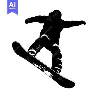 Premium design asset: Silhouette of a Snowboarder Performing an Aerial Trick