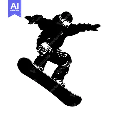 Premium design asset: Silhouette of a Snowboarder mid-air during a jump