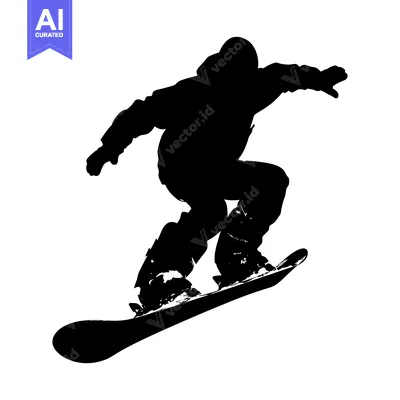 Silhouette of a snowboarder mid-air, performing a trick