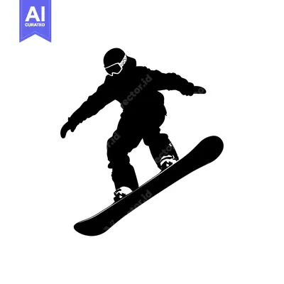 Silhouette of a Snowboarder in Mid-Air During a Jump