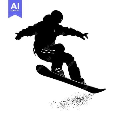 Silhouette of a Snowboarder in Mid-Air