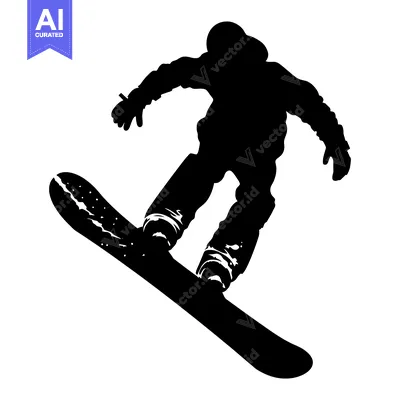 Aset premium populer: Silhouette of a Snowboarder in Mid-Air