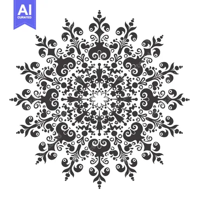 Premium design asset: Intricate Black and White Floral Mandala Design
