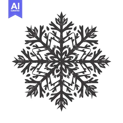 Aset premium populer: Hand-Drawn Black and White Geometric Snowflake