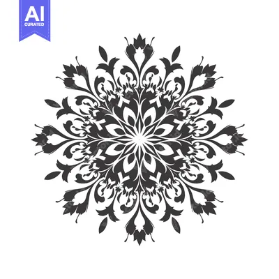 Aset desain premium: Black and White Ornate Floral Mandala Design