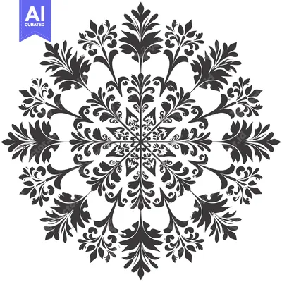 Aset premium populer: Black and white symmetrical floral mandala design
