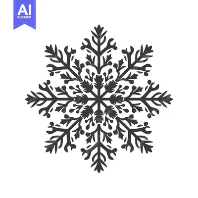 Aset desain premium: Intricate Black and White Snowflake Design