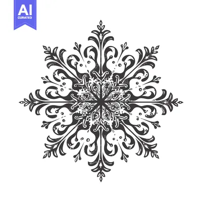 Popular premium asset: Intricate Black and White Floral Snowflake Design