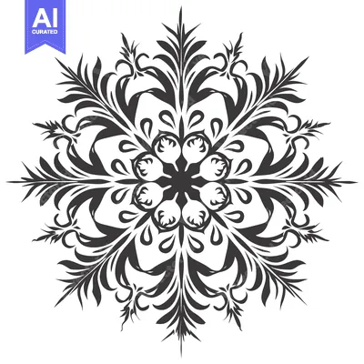Premium design asset: Intricate Black and White Floral Design with a Central Star