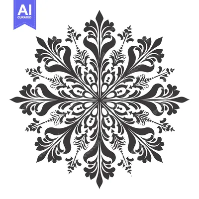 Aset premium populer: Black and White Floral Design with a Circular Shape