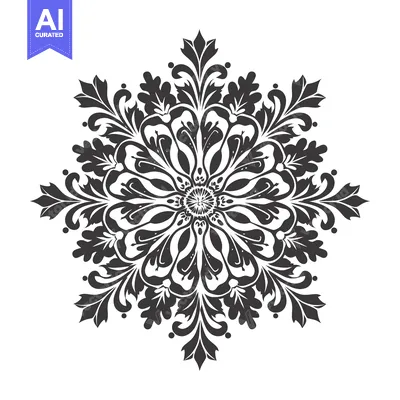 Aset premium populer: Black and white floral design with a central circular element