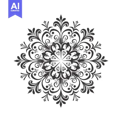 Premium design asset: Intricate Black and White Floral Mandala Design