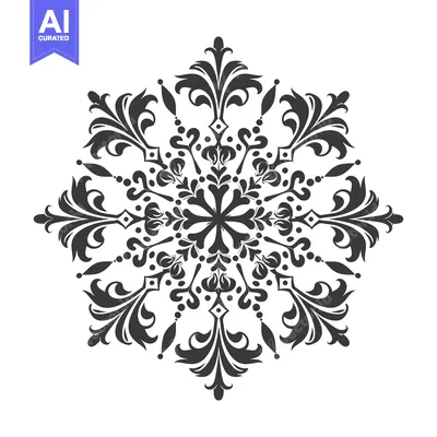 Aset premium populer: Black and White Ornamental Floral Design with a Centered Pattern