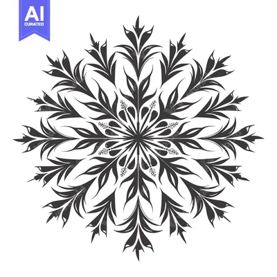 Premium design asset: Stylized Black and White Floral Mandala