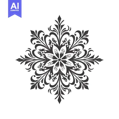 Aset premium populer: Black and White Ornamental Floral Design with a Central Flower
