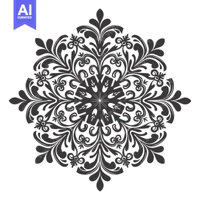 Aset premium populer: Ornate Black and White Floral Mandala Design