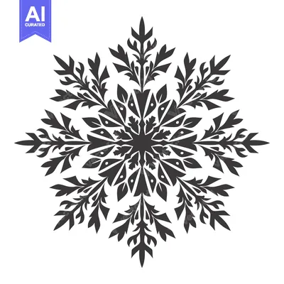 Black and White Symmetrical Floral Design with Sharp Points
