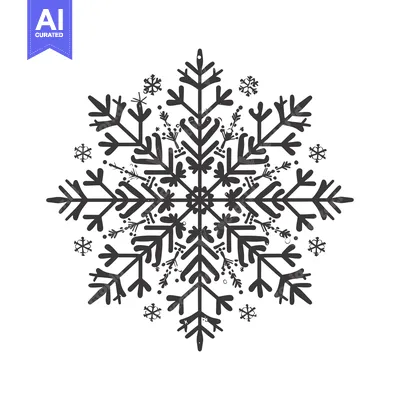 Aset desain premium: Stylized Black and White Snowflake Illustration