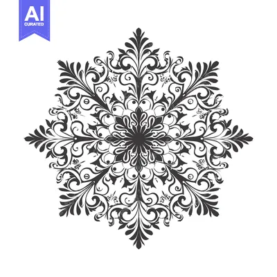 Aset desain premium: Intricate Black and White Floral Mandala Design