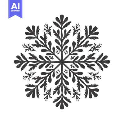 Aset premium populer: Stylized Black and White Floral Snowflake Design