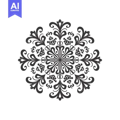 Aset desain premium: Ornate Black and White Floral Mandala Design