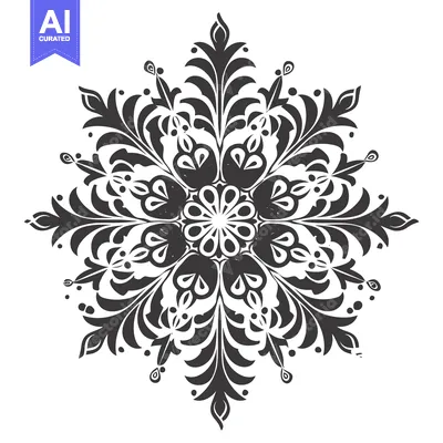 Aset desain premium: Black and white intricate floral mandala design