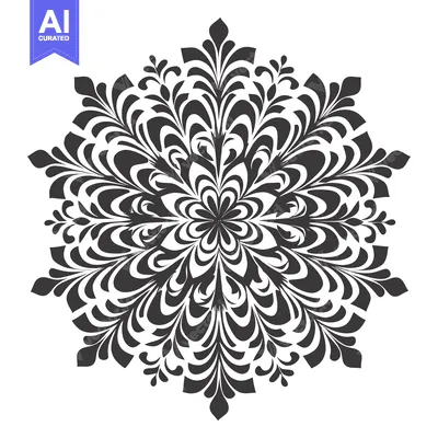 Black and White Floral Mandala with a Central Flower