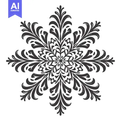 Aset premium populer: Intricate Black and White Floral Design with Six-Point Symmetry