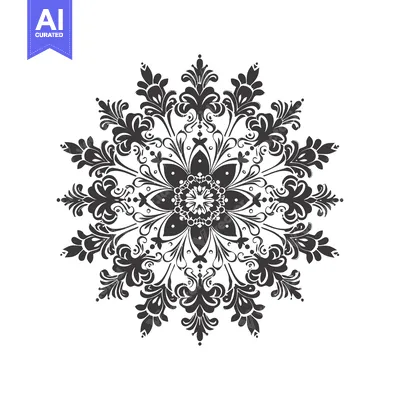 Aset premium populer: Black and white floral mandala design
