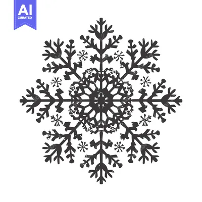 Aset desain premium: Detailed Black and White Snowflake Illustration